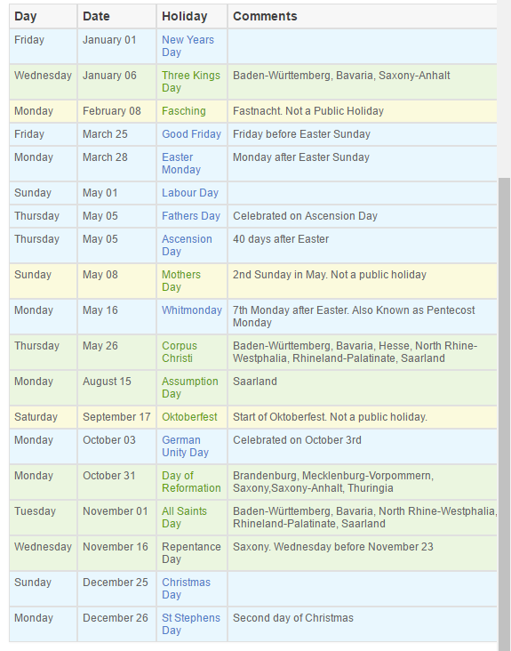 national holidays in Germany